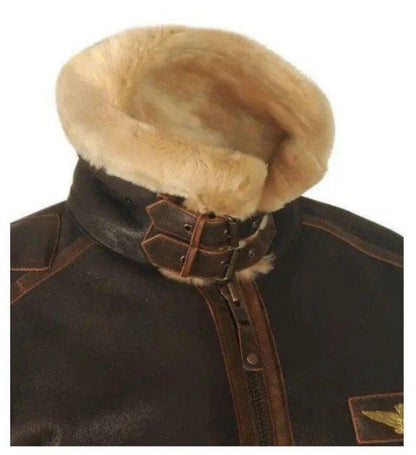 Victor - Herren Fliegerjacke aus Leder mit Fellkragen