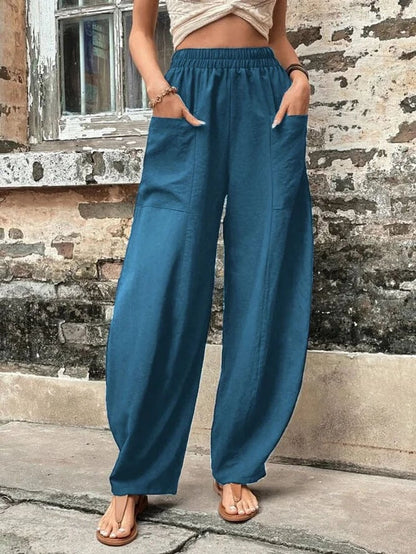 Mira | Weite Freizeithose mit elastischem Bund und großen Taschen für Damen