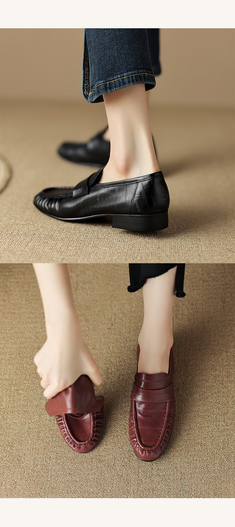 Oysynia | Damen Halbschuhe mit Lederfalten