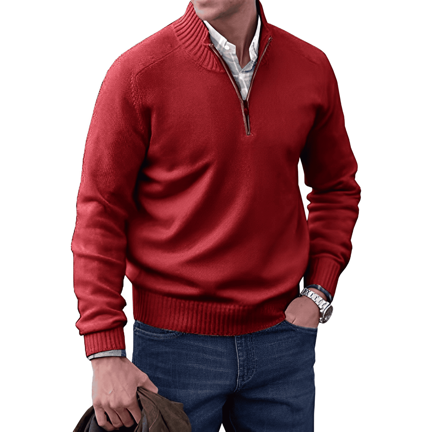 Herrenpullover mit Reißverschluss am Kragen