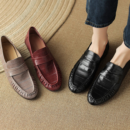 Oysynia | Damen Halbschuhe mit Lederfalten