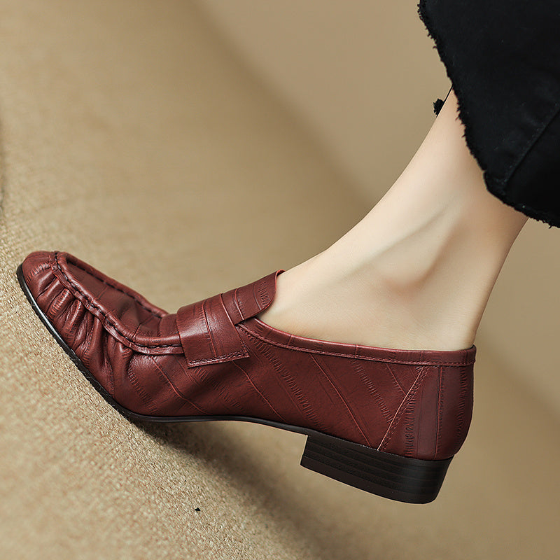 Oysynia | Damen Halbschuhe mit Lederfalten