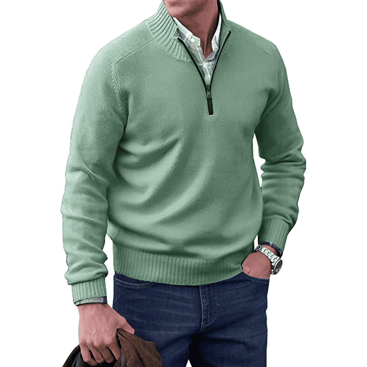 Herrenpullover mit Reißverschluss am Kragen