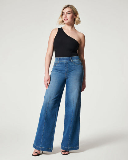 Hochtaillierte Damenjeans - Weite Beine - Lässiger Stil