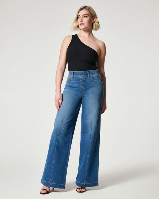 Hochtaillierte Damenjeans - Weite Beine - Lässiger Stil