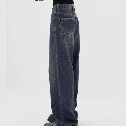 Dunkelblaue Retro-Baggy-Jeans mit weitem Bein