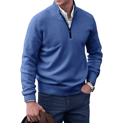 Herrenpullover mit Reißverschluss am Kragen