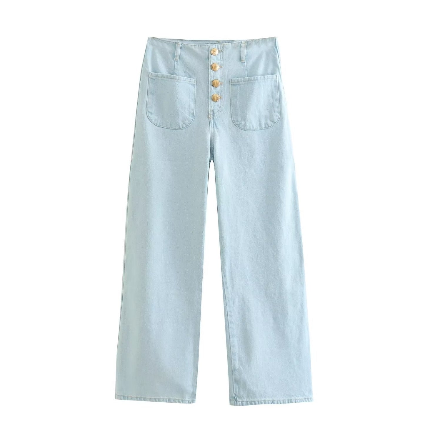 Hochtaillierte Baggy Capri Jeans - Weites Bein, Europastil