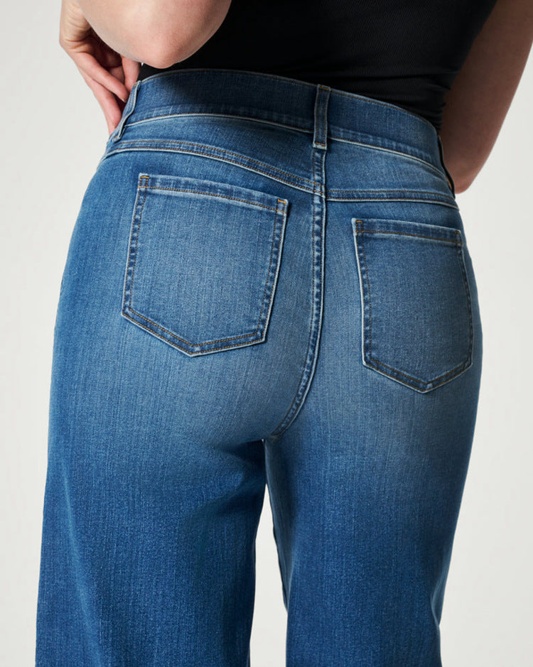 Hochtaillierte Damenjeans - Weite Beine - Lässiger Stil