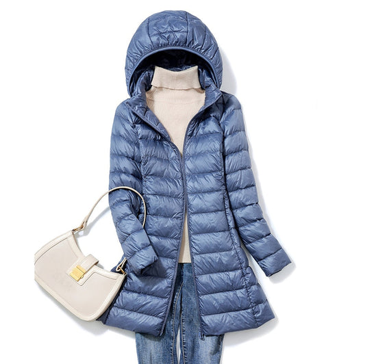 Clara - Damen Daunenjacke mit Kapuze und Reißverschluss