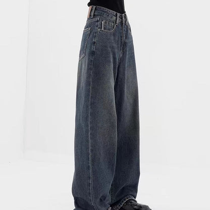 Dunkelblaue Retro-Baggy-Jeans mit weitem Bein
