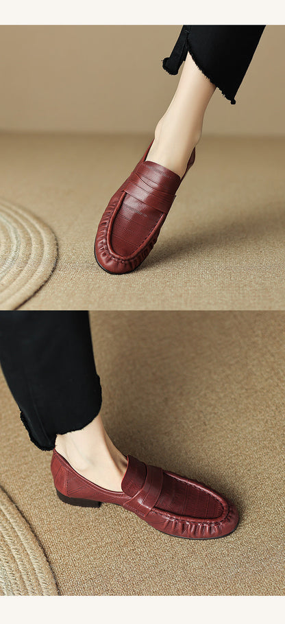 Oysynia | Damen Halbschuhe mit Lederfalten