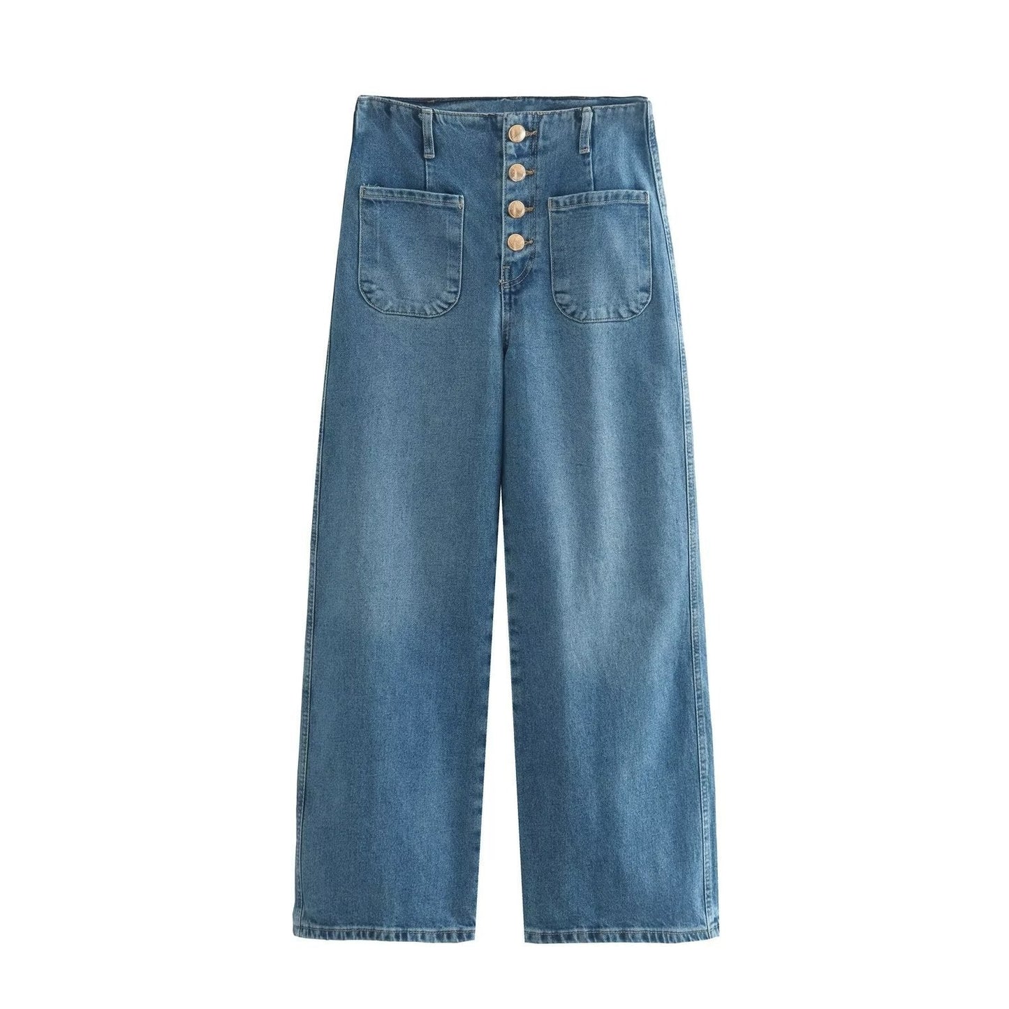 Hochtaillierte Baggy Capri Jeans - Weites Bein, Europastil