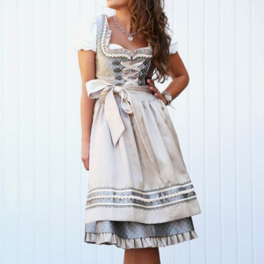 Oktoberfest Dirndlkleid für Damen mit Lagenrock und Zierborte