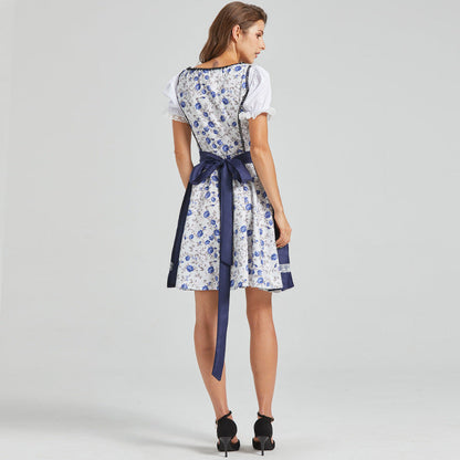 Oktoberfest Dirndlkleid für Damen mit Blumenmuster und Schürze