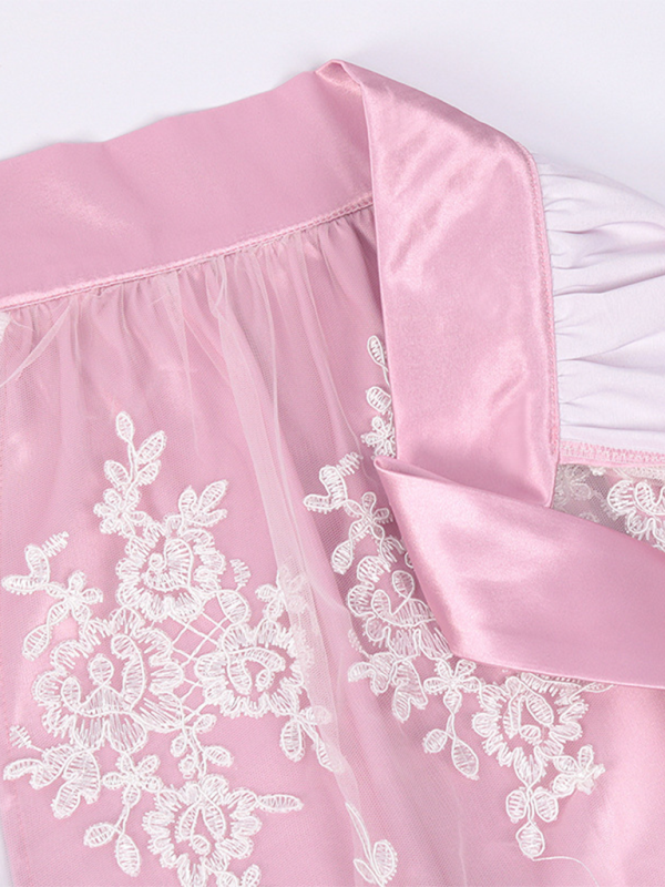 Oktoberfest Dirndlkleid für Damen mit Satin-Schürze und Spitzenstickerei