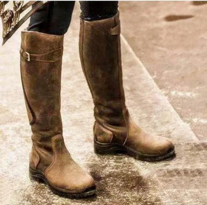 Amelia - Damen Reitstiefel aus Leder mit Schnalle