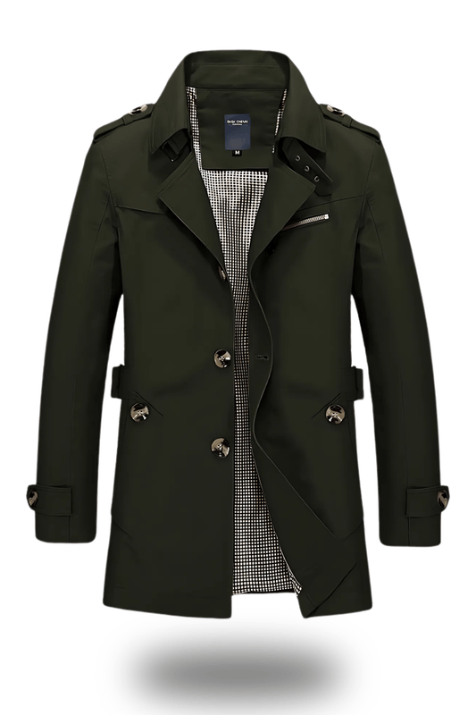 Herren Trenchcoat mit Doppelreihe und tailliertem Schnitt