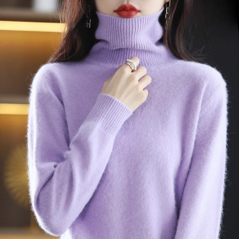 Marlene - Damen kaschmir Rollkragenpullover mit langen Ärmeln