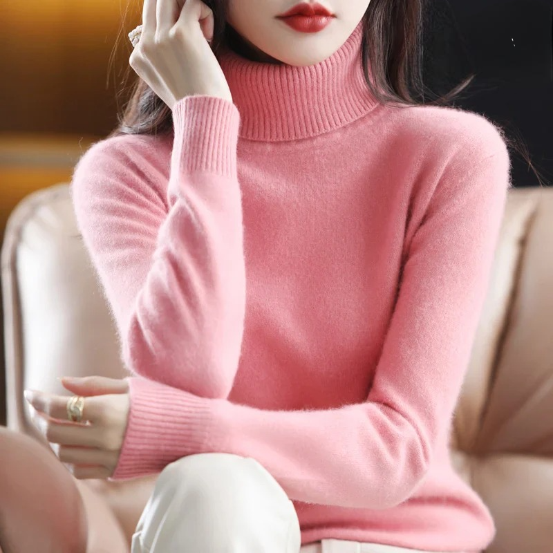 Marlene - Damen kaschmir Rollkragenpullover mit langen Ärmeln