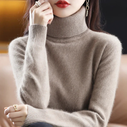 Marlene - Damen kaschmir Rollkragenpullover mit langen Ärmeln