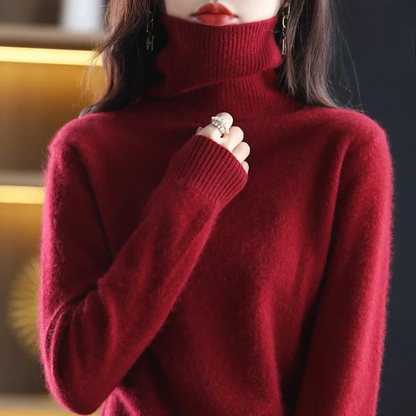 Marlene - Damen kaschmir Rollkragenpullover mit langen Ärmeln