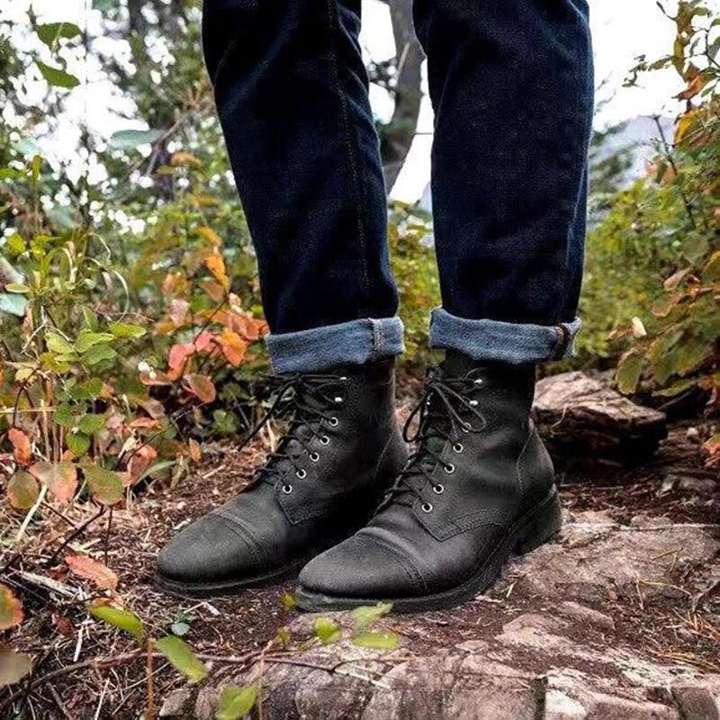 Rustikale Herren-Lederstiefeletten – Vintage Look & Robuste Qualität