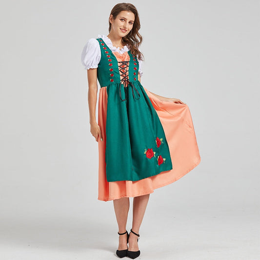 Oktoberfest Dirndlkleid für Damen mit Blumenstickerei