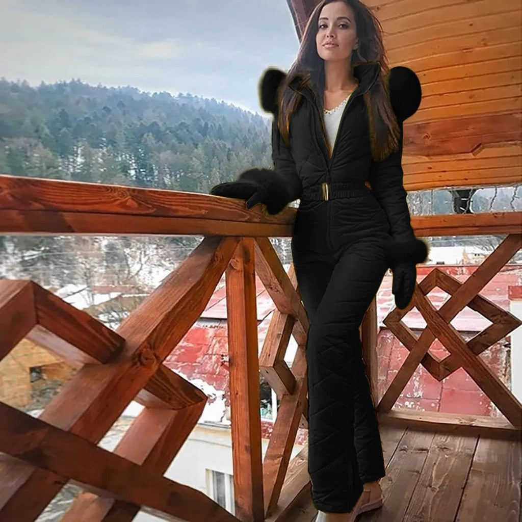 Damen Skioverall mit Kunstfellbesatz